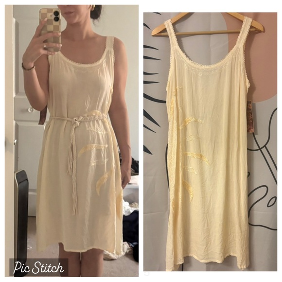 raya sun Dresses & Skirts - NWT cream / yellow embroidered flowy dress with sun